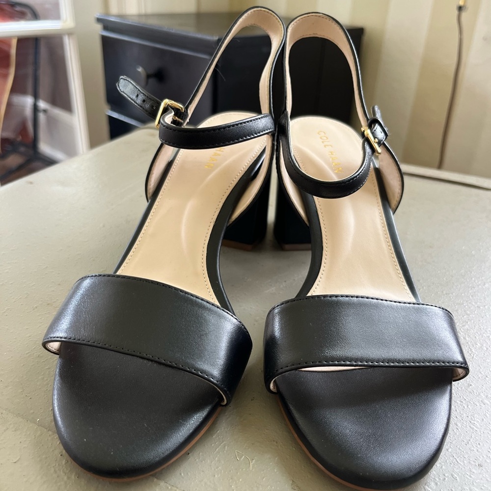 NIB COLE HAAN Josie Block Heel Sandal size 6 black.